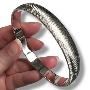 Monet Womens Bangle Bracelet Silver Tone Etched Slip On Large